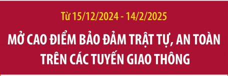 Từ 15/12/2024 - 14/2/2025: Mở cao điểm bảo đảm trật tự, an toàn trên các tuyến giao thông