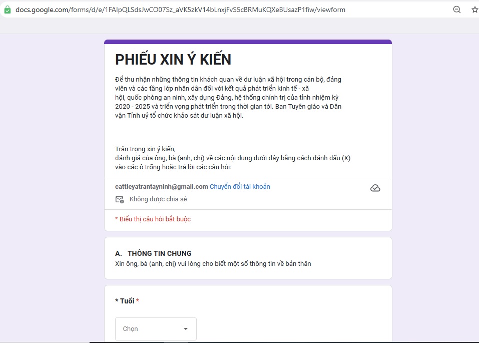 Điều tra dư luận xã hội về kết quả phát triển của tỉnh Tây Ninh nhiệm kỳ 2020 - 2025