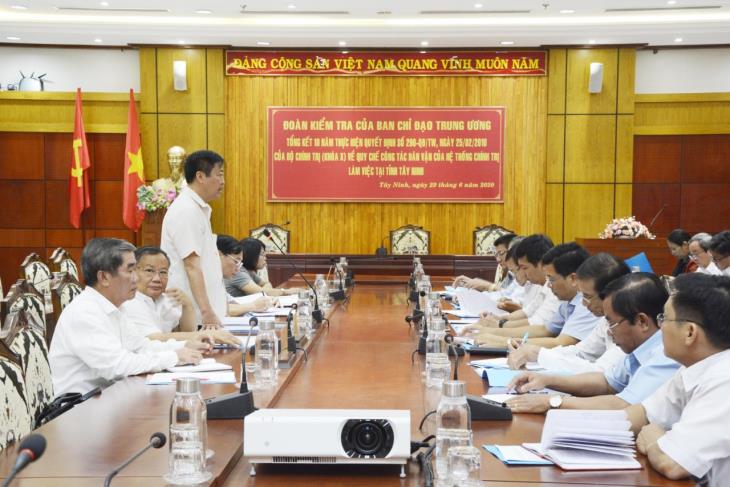 Đoàn Kiểm tra Ban Chỉ đạo Trung ương tổng kết Quyết định 290  làm việc tại Tây Ninh