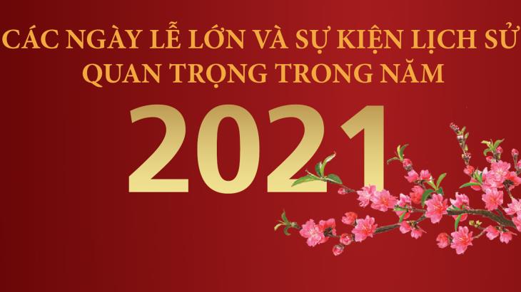 Các ngày lễ lớn và sự kiện lịch sử quan trọng trong năm 2021