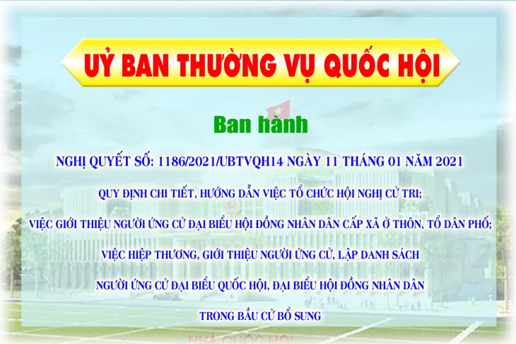 Uỷ ban Thường vụ Quốc hội ban hành Nghị quyết số: 1186/2021/UBTVQH14, ngày 11 tháng 01 năm 2021