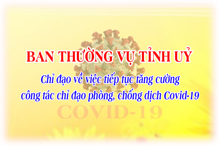 Ban Thường vụ Tỉnh uỷ chỉ đạo tiếp tục tăng cường công tác chỉ đạo phòng, chống dịch Covid-19