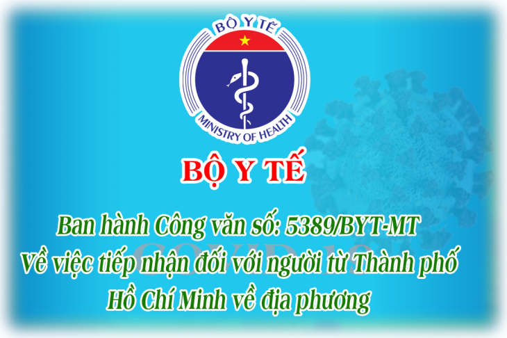 Bộ Y tế vừa ban hành Công văn số 5389/BYT-MT, ngày 07 tháng 7 năm 2021 về việc tiếp nhận đối với người từ Thành phố Hồ Chí Minh về địa phương