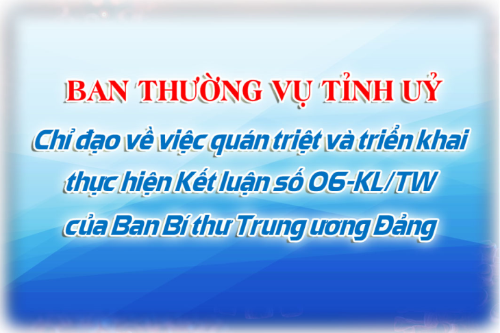 Ban Thường vụ Tỉnh uỷ chỉ đạo về việc quán triệt và triển khai thực hiện Kết luận số 06-KL/TW của Ban Bí thư Trung ương Đảng