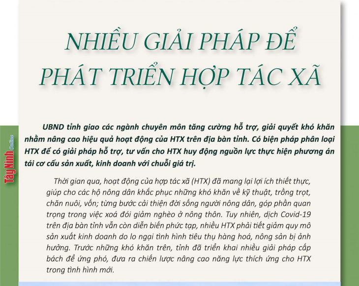 Nhiều giải pháp để phát triển hợp tác xã