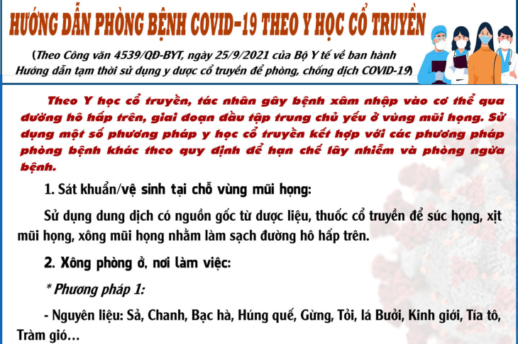 HƯỚNG DẪN PHÒNG BỆNH COVID-19 THEO Y HỌC CỔ TRUYỀN