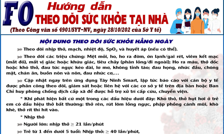 HƯỚNG DẪN F0 THEO DÕI SỨC KHOẺ TẠI NHÀ