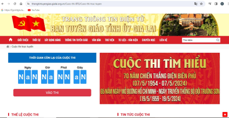 Ban Tuyên giáo Tỉnh uỷ Gia Lai tổ chức Cuộc thi trực tuyến