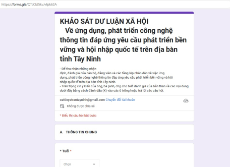 Tây Ninh điều tra dư luận xã hội về ứng dụng, phát triển công nghệ thông tin