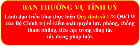 Ban Thường vụ Tỉnh uỷ lãnh đạo triển khai thực hiện Quy định số 178-QĐ/TW của Bộ Chính trị