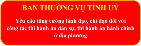 Ban Thường vụ Tỉnh uỷ yêu cầu tăng cường lãnh đạo, chỉ đạo đối với công tác thi hành án dân sự, thi hành án hành chính ở địa phương