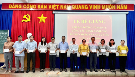 Đồng chí Thân Văn Nhân - Phó Bí thư Thường trực Huyện ủy, Chủ tịch Hội đồng nhân dân huyện dự Lễ bế giảng lớp Bồi dưỡng nghiệp vụ công tác Đảng dành cho bí thư chi bộ và cấp ủy viên cơ sở năm 2024.