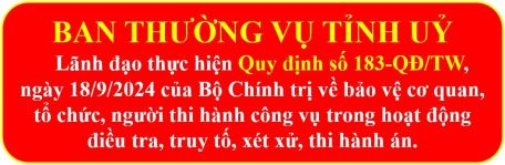 Ban Thường vụ Tỉnh uỷ ban hành Kế hoạch thực hiện Quy định số 183-QĐ/TW