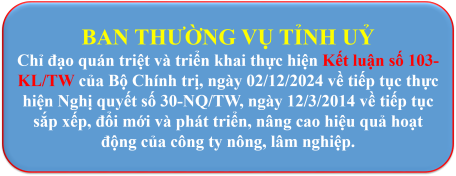 Ban Thường vụ Tỉnh uỷ chỉ đạo phổ biến, quán triệt, thực hiện Kết luận số 103-KL/TW của Bộ Chính trị