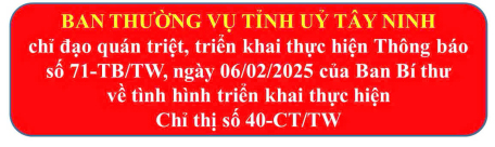 Ban Thường vụ Tỉnh uỷ quán triệt, triển khai thực hiện Thông báo số 71-TB/TW, ngày 06/02/2025 của Ban Bí thư về tình hình triển khai thực hiện Chỉ thị số 40-CT/TW