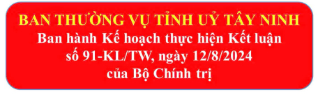 Ban Thường vụ Tỉnh uỷ ban hành Kế hoạch thực hiện Kết luận số 91-KL/TW, ngày 12/8/2024 của Bộ Chính trị tiếp tục thực hiện Nghị quyết số 29-NQ/TW