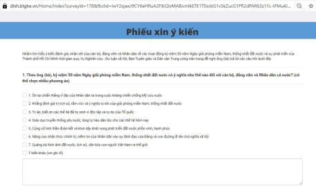 Điều tra dư luận xã hội về các hoạt động kỷ niệm 50 năm Ngày Giải phóng miền Nam, thống nhất đất nước
