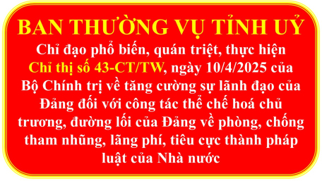 Phổ biến, quán triệt, thực hiện Chỉ thị số 43-CT/TW của Bộ Chính trị